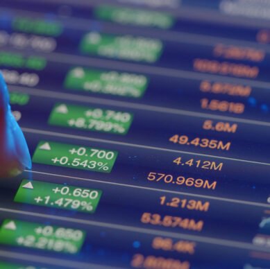 Stock market analysis on digital tablet