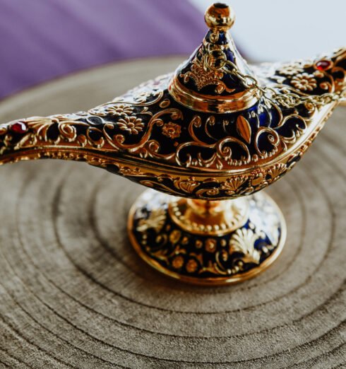 Closeup shot of an Alladin lamp A closeup shot of an Alladin lamp