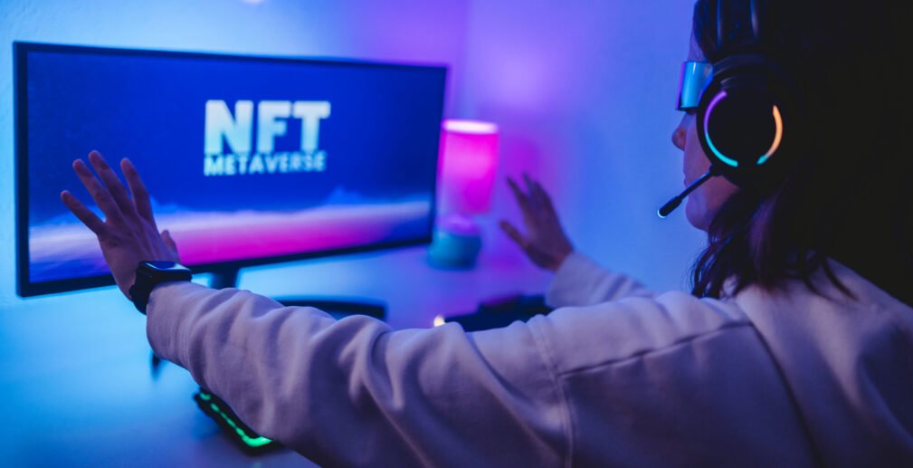 Young gamer buying NFT for metaverse virtual video game online - Focus on augmented reality goggles Young gamer buying NFT for metaverse virtual video game online - Focus on augmented reality goggles